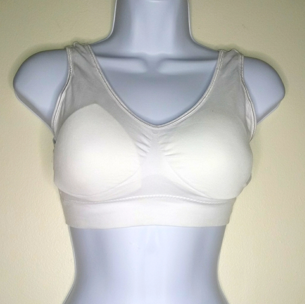 Genie Bra white Athletic Bra with wide staps